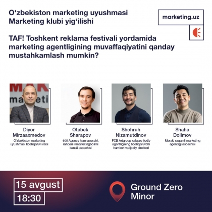 Sizni Marketing klubi yig'ilishiga taklif qilamiz!